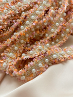 Тесьма персиковая с жемчугом твид