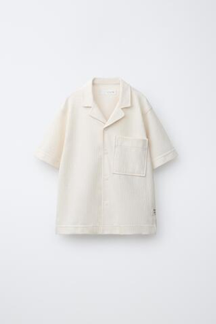 ZARA РУБАШКА С КОРОТКИМИ РУКАВАМИ, ЭКРЮ