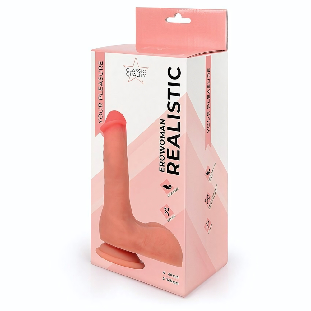 Телесный фаллоимитатор на подошве-присоске - 21 см. (Цвет: телесный)