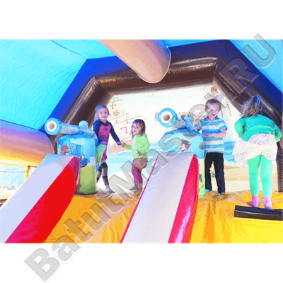 Большой батут-горка "Пиратский корабль 2" с пушками