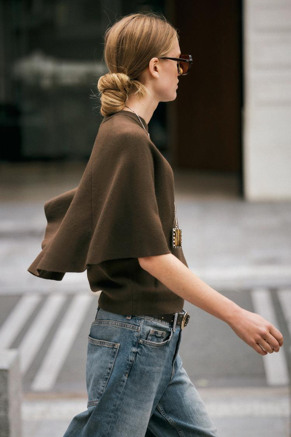 ZARA ТРИКОТАЖНЫЙ ДЖЕМПЕР С РУКАВАМИ-ПЕЛЕРИНАМИ, ТЕМНЫЙ ХАКИ