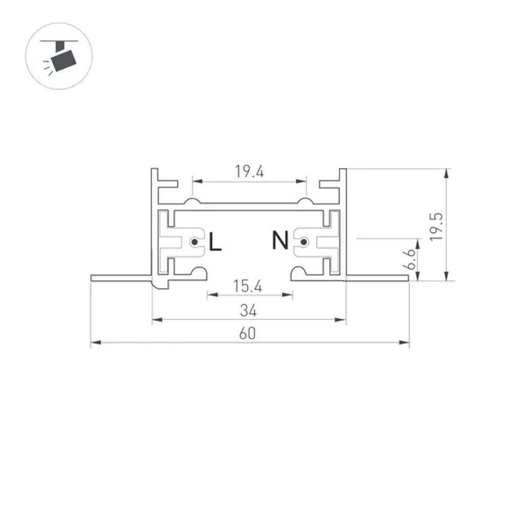 Трек LGD-2TR-TRACK-F-1000-BK-M (C) (Arlight, IP20 Металл, 3 года) 038672
