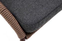 "Милан" стул плетеный из роупа, каркас алюминий коричневый (RAL8016) шагрень, роуп коричневый круглый, ткань темно-серая 019