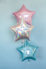 Шар (18"/46 см) Звезда, Перламутровый блеск, Серебро, Голография