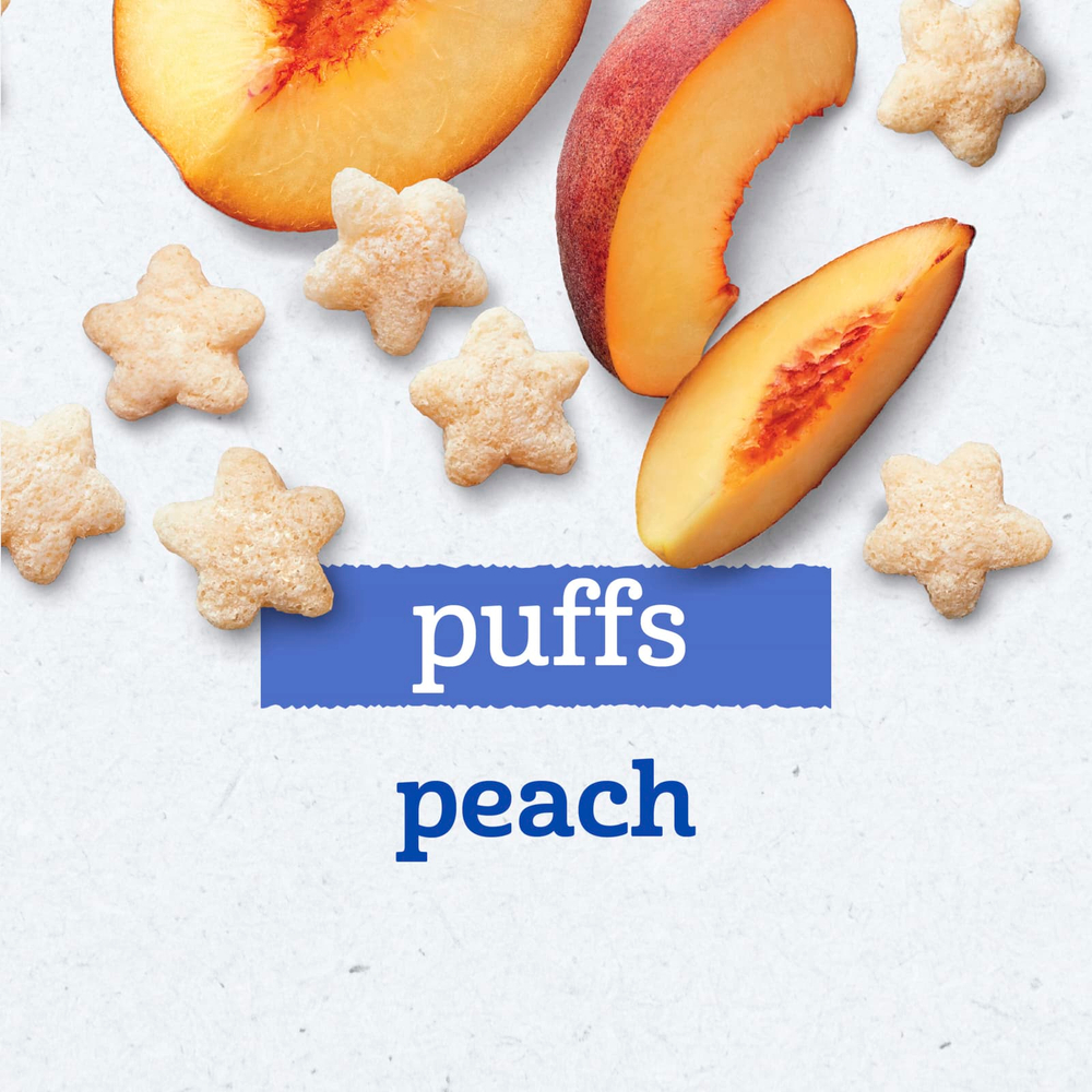 Gerber, Puffs, злаковые подушечки, для малышей от 8 месяцев, вкус персика, 42 г (1,48 унции)