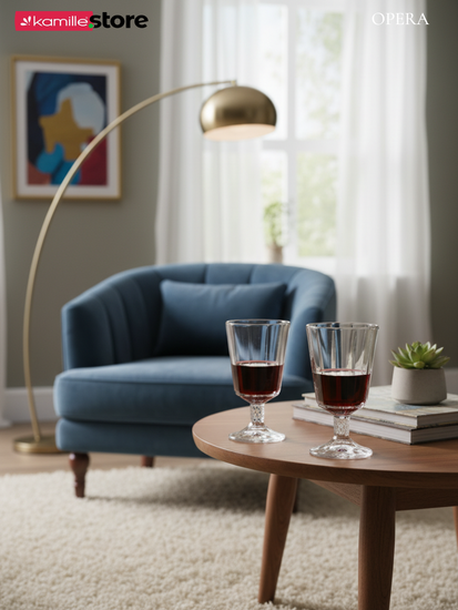 Набор бокалов 6 шт. 270 мл. на ножке, стеклянные с огранкой OPERA