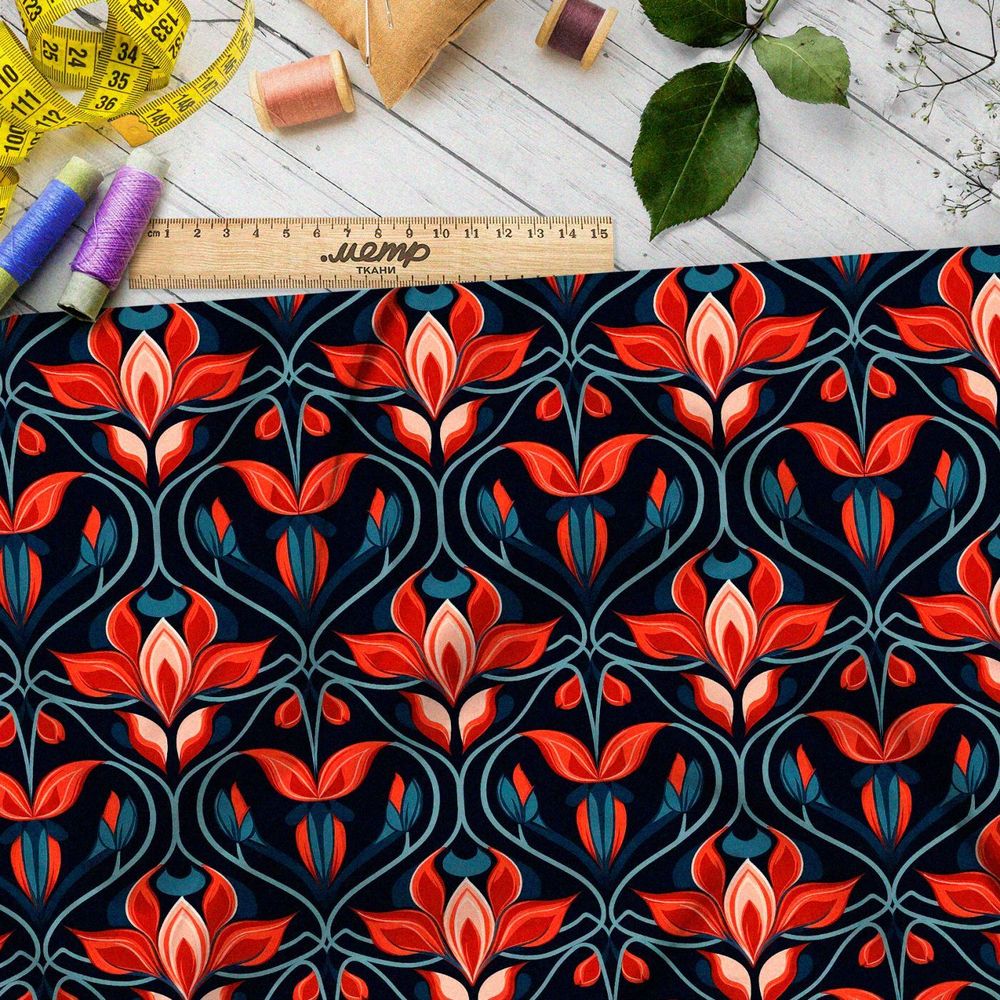 Ткань премиум таффета орнаментальные мотивы