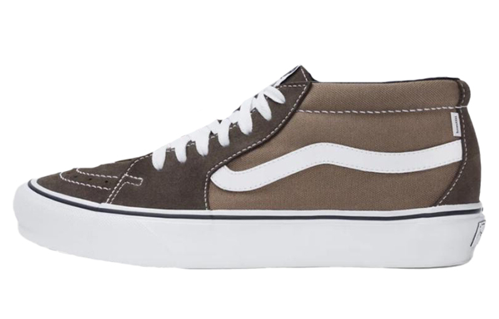 JJJJound x Vans SK8 Vault LX canvas two-layer suede joint casual non-slip wear-resistant lightweight mid-top sneakers for men and women the same brown