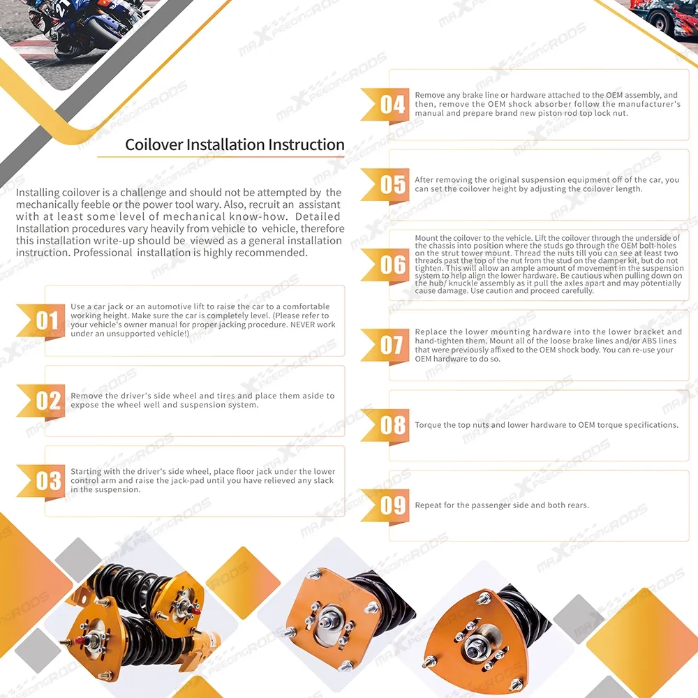 Комплект для автомобиля Ford Mustang 4th 94-04 Adj. Height + Control Arm Racing Coilovers Kits lowering kit