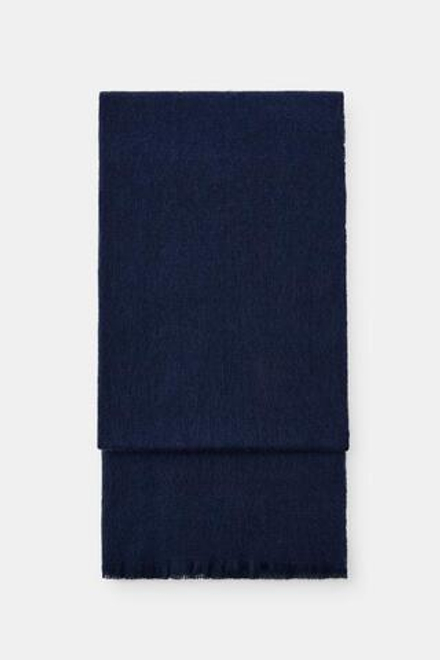 ZARA ОДНОТОННЫЙ ШАРФ С НЕОБРАБОТАННЫМИ КРОМКАМИ, МОРСКОЙ СИНИЙ