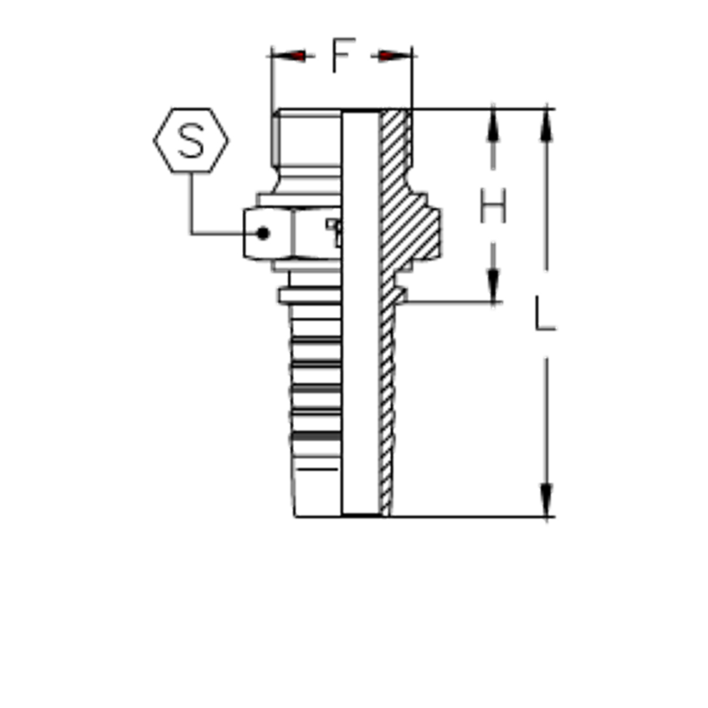 Фитинг DN 10 BSP (Ш) 1/2 (flat face)