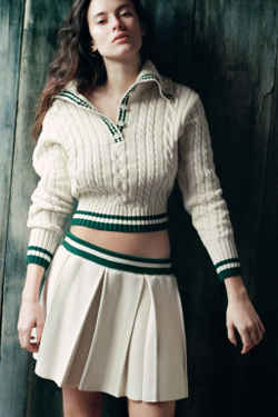 ZARA СВИТЕР С УЗОРОМ «КОСЫ», ЭКРЮ