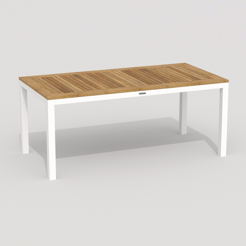 Обеденная группа Ideal Patio ТЕЛЛА  ГИРА  каркас белый, стол тик 180, ткань бежевая