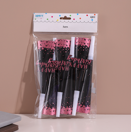 Бумажный рожок для вечеринок "Pink Gold Birthday"