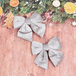 Бант на ёлку "Велюровый стиль" 12*15 см (набор 2 шт), серебро