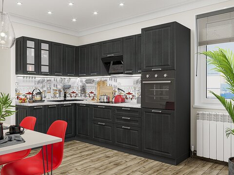 Угловая модульная кухня Прага-03 Венге премиум - Graphite 2140*1700/2800*600