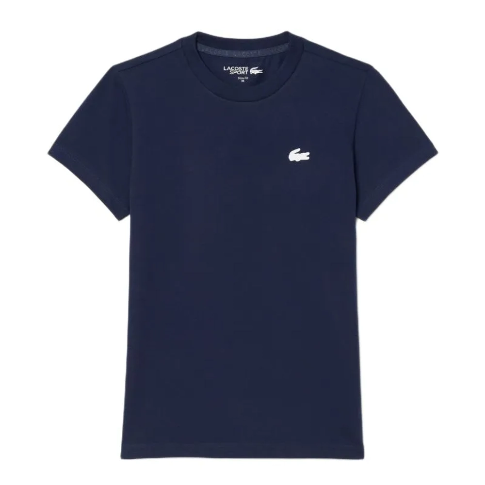 Женская теннисная футболка Lacoste Ultra Dry Technical Cotton Sport - navy blue