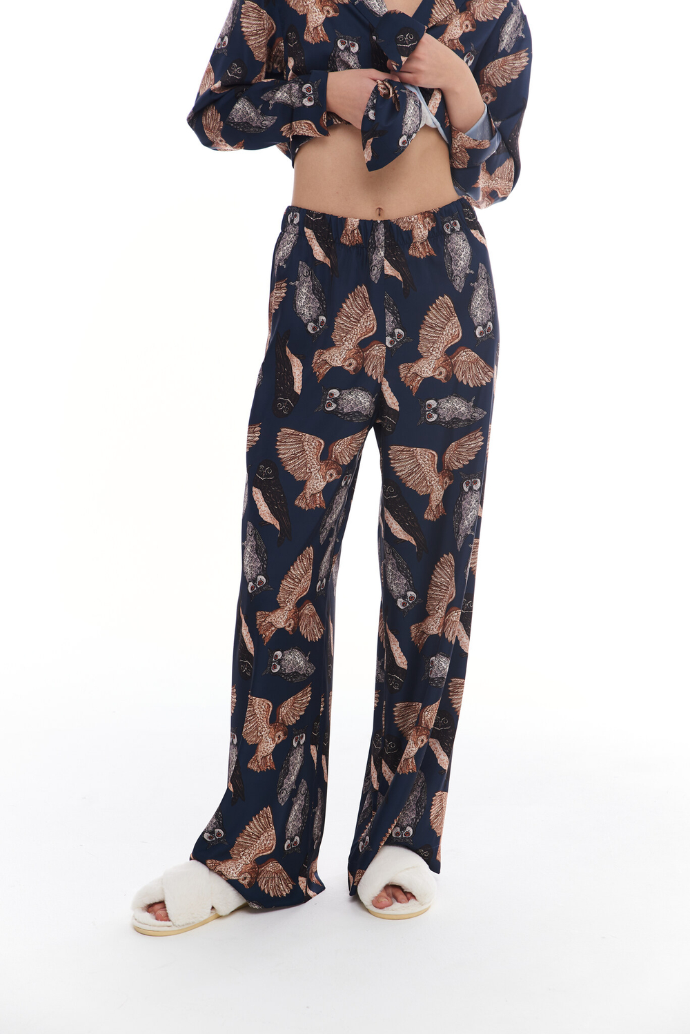 Шелковые брюки с совами