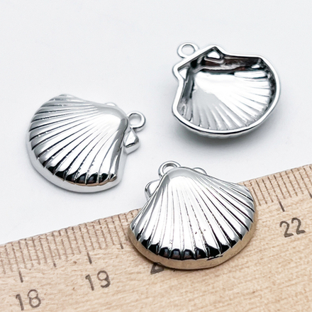 Подвеска Ракушка, цвет серебро (родий), размер 19*20 мм, цена за 1 шт