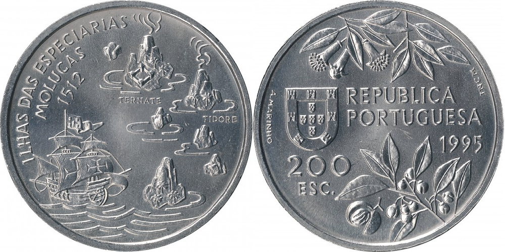 Португалия 200 эскудо, 1995 Путешествие на Молуккские острова в 1512 году