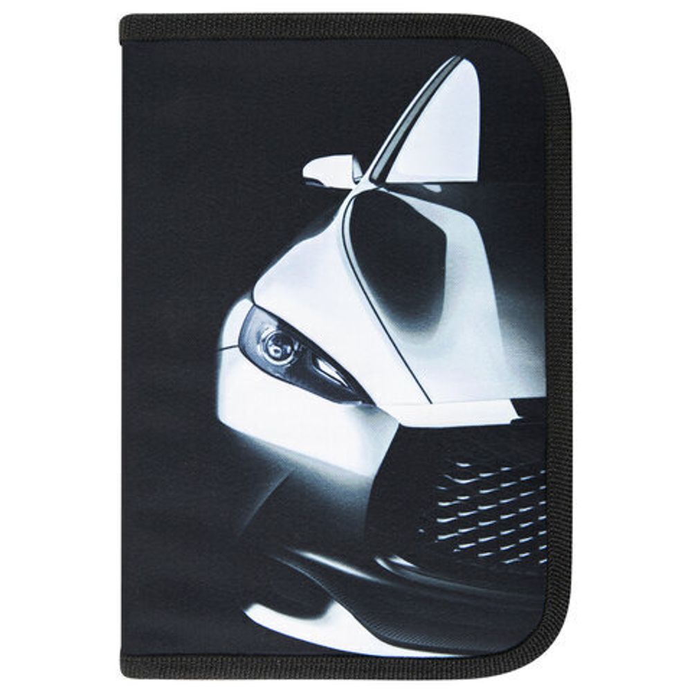 Пенал BRAUBERG с наполнением, 1 отделение, 1 откидная планка, 24 предмета, полиэстер, 21х14 см, "Fast car", 270724