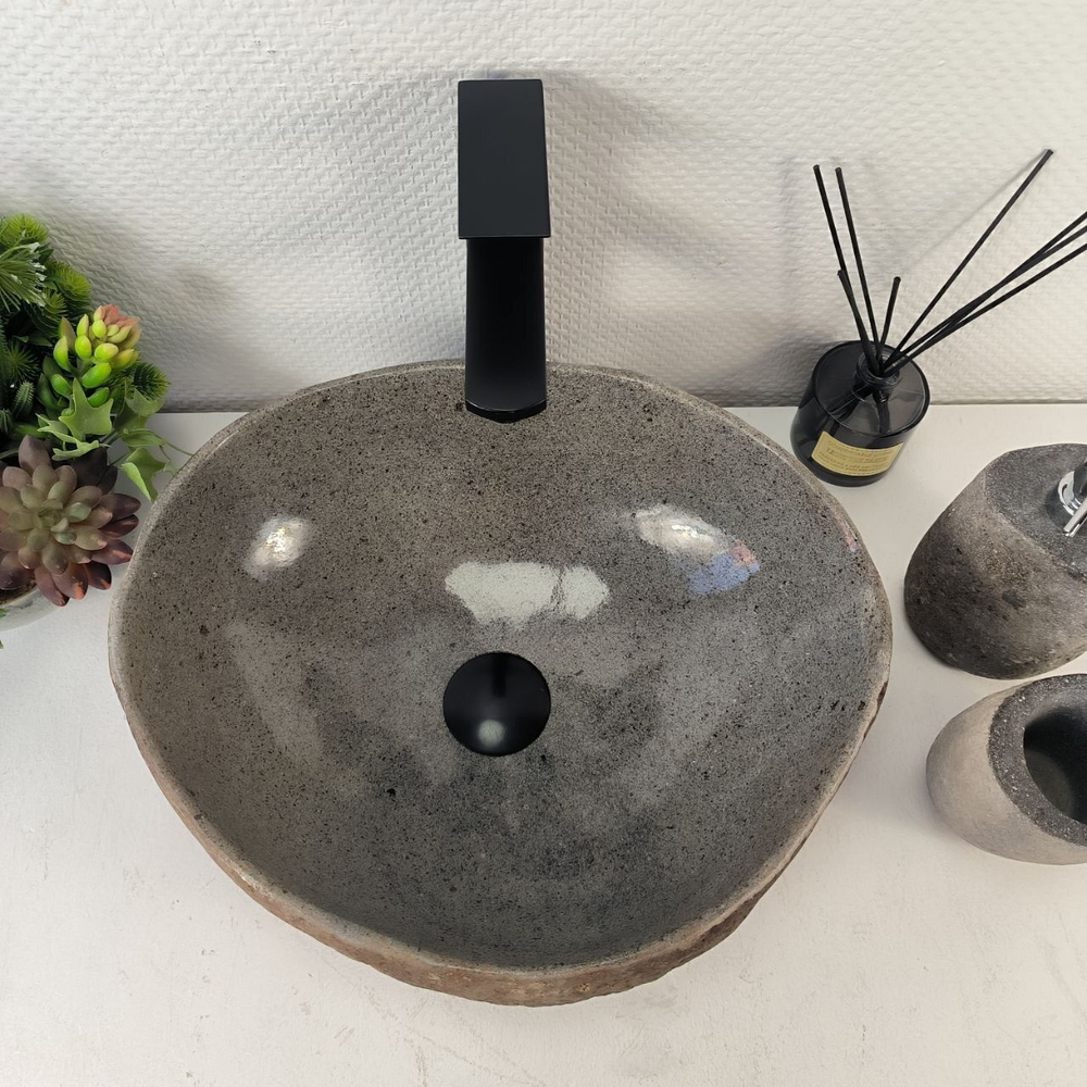 Каменная раковина из речного камня RS-05473 (42*35*16) 0861 из натурального камня