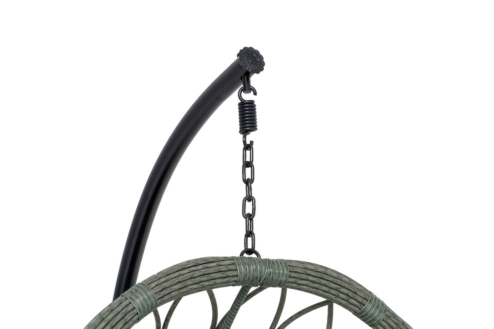 "Венеция" подвесное кресло-кокон из искусственного ротанга, цвет серый с бежевой подушкой