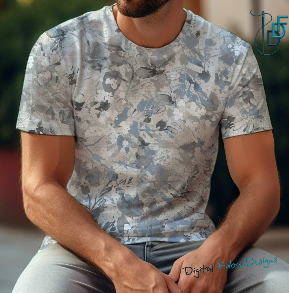 Кулир с велюр эффектом серые листья