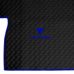Ковры Foton Auman (экокожа, черный, синий кант, синяя вышивка)