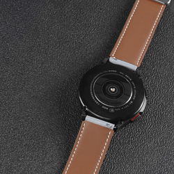 Ремешок из натуральной кожи серого цвета для смарт часов Samsung Galaxy Watch 45 и 46мм (размер крепления 22мм), серия YA Series от Dux Ducis