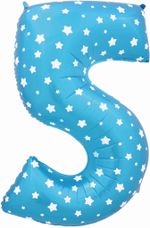 Шар (40"/102 см) Цифра, 5, Звездочки, Голубой, в упаковке 1 шт.