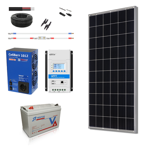 Автономная Солнечная Электростанция 1 кВт 100Ач 20А [СЭС-200-100-1000-20А]