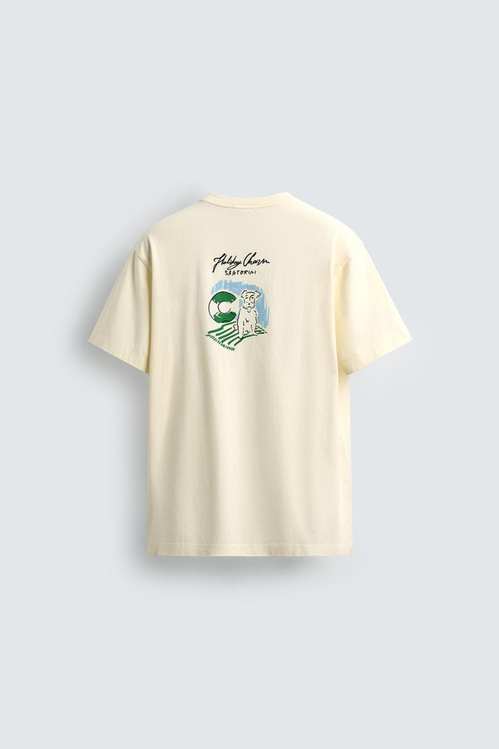 ZARA ФУТБОЛКА С ВЫШИТОЙ НАДПИСЬЮ, КРЕМОВЫЙ