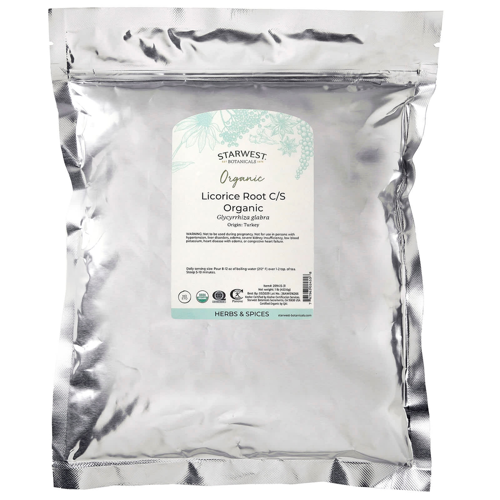 Starwest Botanicals, органический корень солодки, нарезанный и просеянный, 453,6 г (1 фунт)