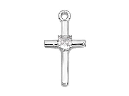 Подвеска "Крестик" с фианитом 21,5мм
