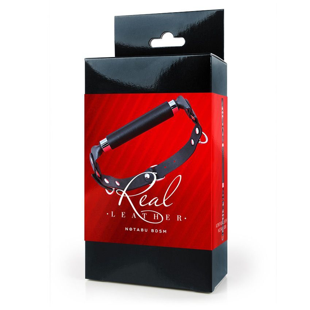 Черный кожаный кляп-трензель (Цвет: черный)