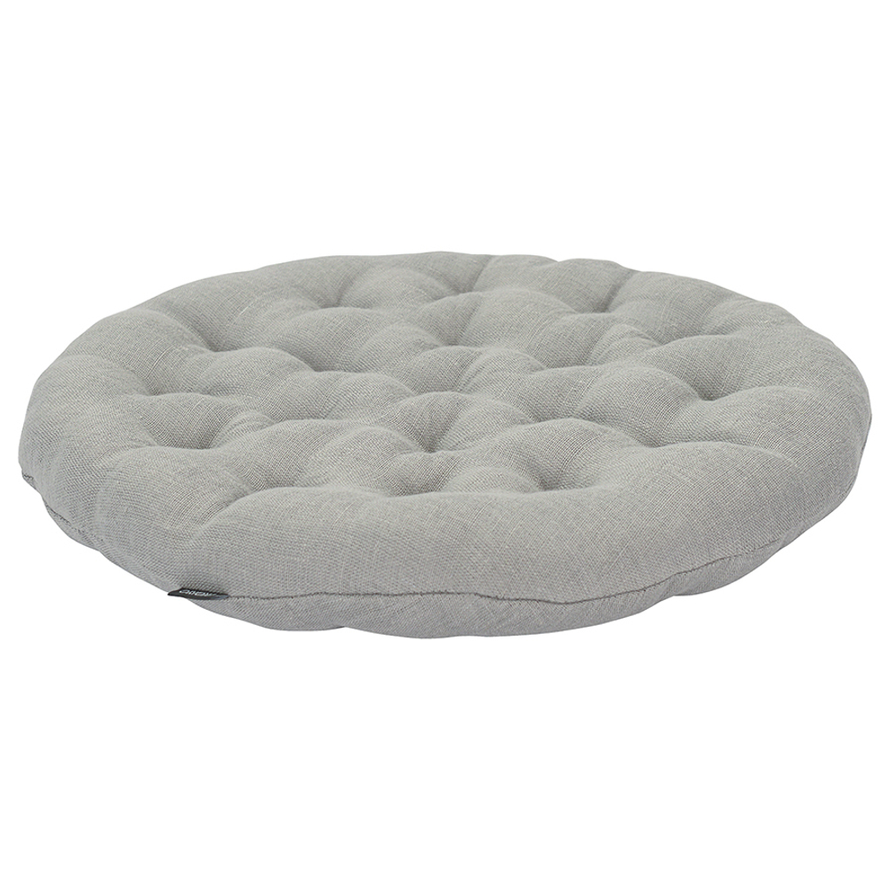 Подушка на стул круглая из стираного льна серого цвета из коллекции essential, 40х40x4 см