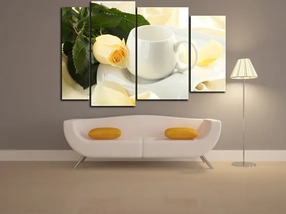 Модульная картина "Кремовые розы"