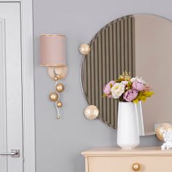 Бра настенный светильник Heri Айвори Мраморное золото левое с абажуром Терра Айвори