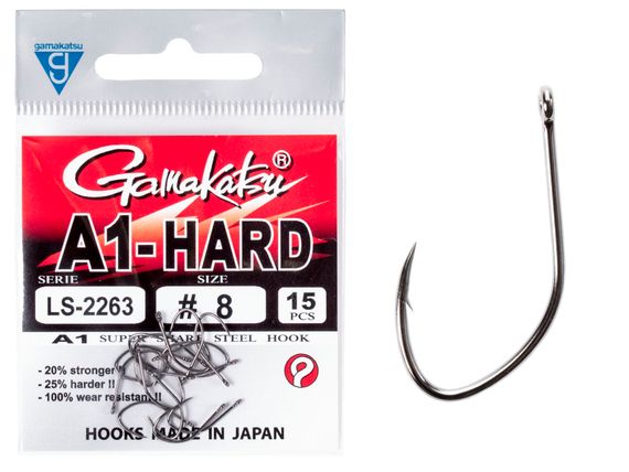 Крючки Gamakatsu A1 LS-2263 EYED HOOKS BLACK  разм. 08 15шт.