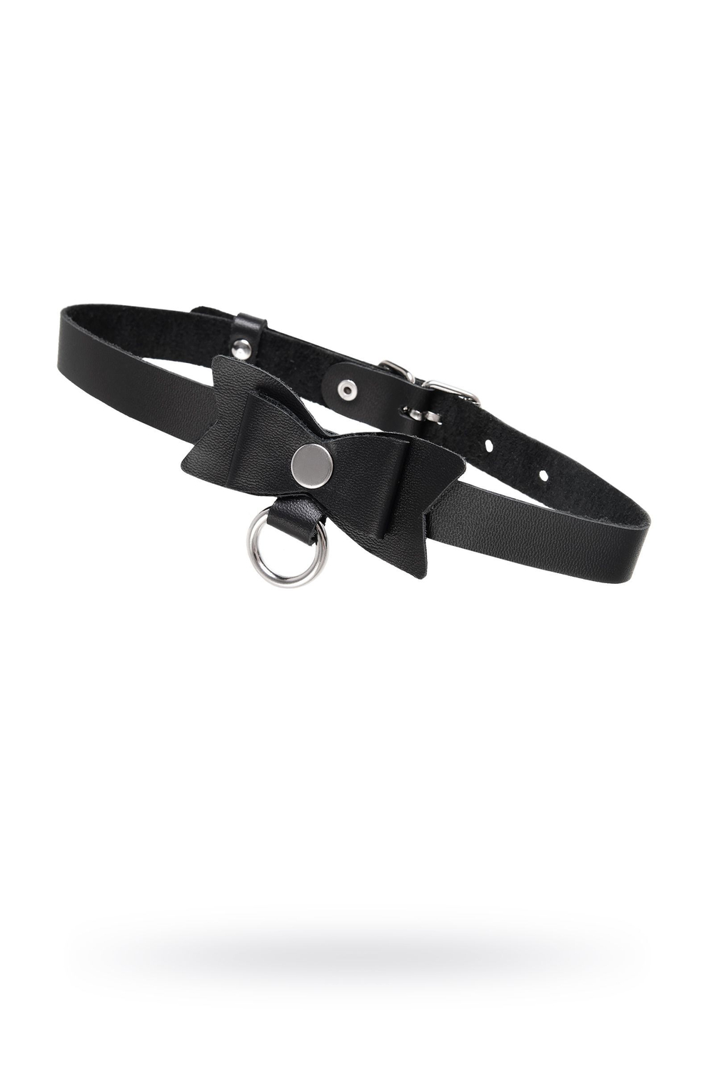 Черный чокер-ошейник с бабочкой и колечком