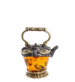AM-1354 Фигурка «Чайник Ажурный» (латунь, янтарь)