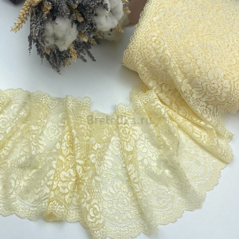 Кружево эластичное бледно-желтое 18 см