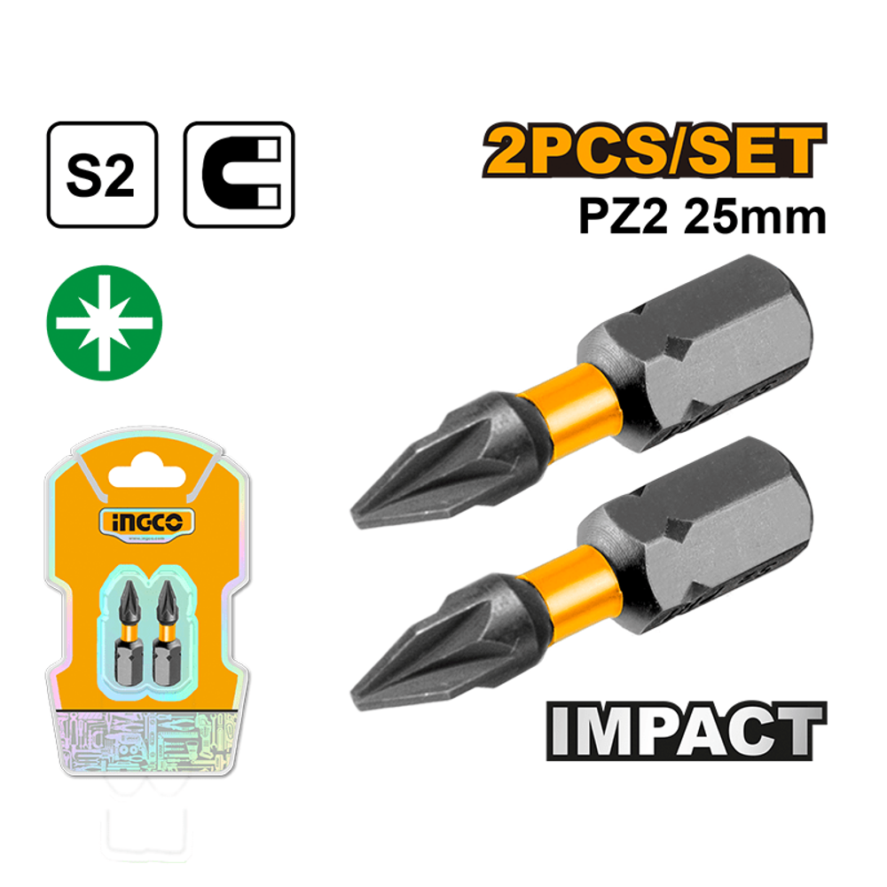 Набор ударных бит IMPACT INGCO SDBIM71PZ225 INDUSTRIAL PZ2х25 мм 2 шт.