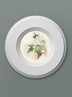 Картина на натуральном холсте в круглой деревянной раме "Райские птички"