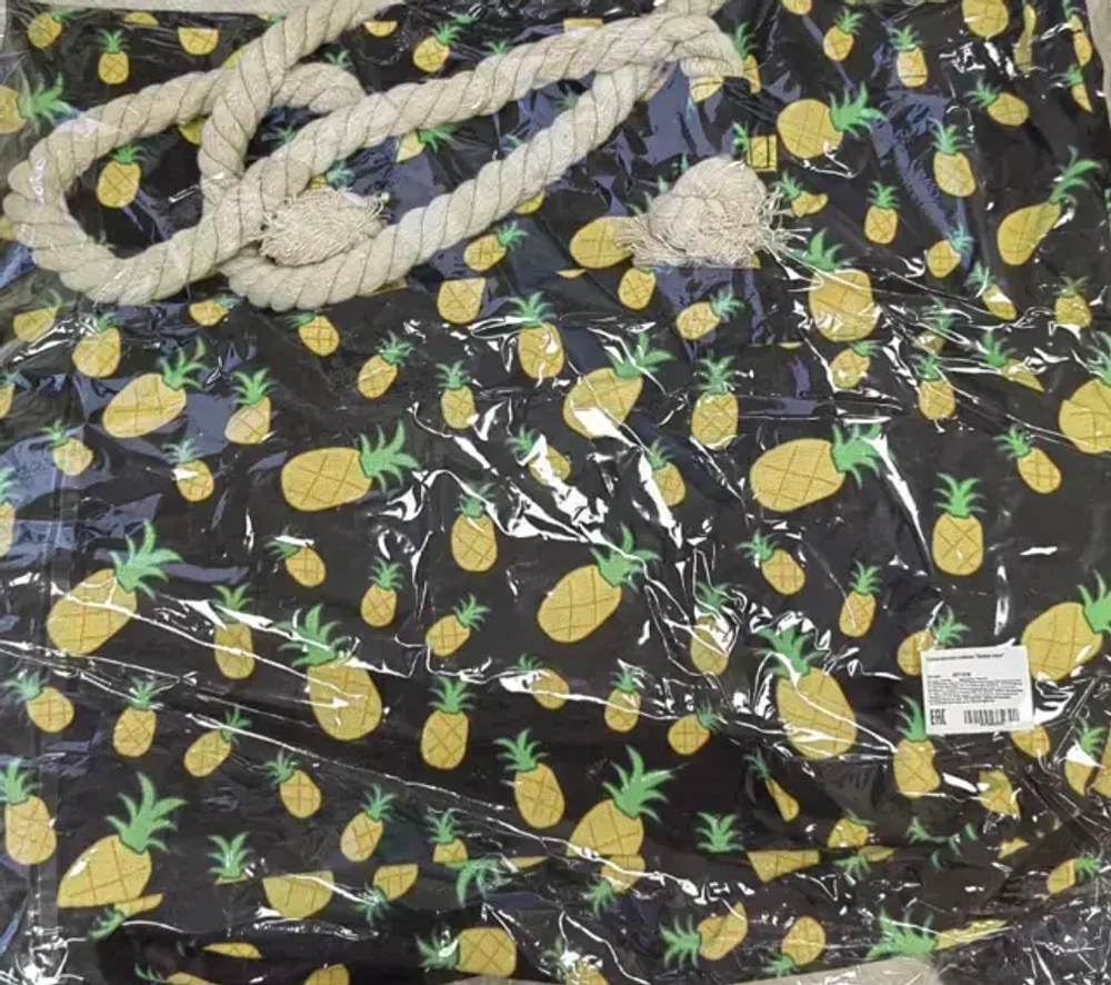 Сумка женская пляжная «Golden style», микс два дизайна-якоря и ананасы 55*40*13 см