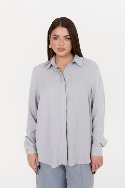 Блузка из вискозы, жаккард питон, серый