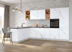 Модульный кухонный гарнитур «Риволи» 3600/1800 мм (Мрамор арктик/ Мрамор арктик), ЛДСП/МДФ, ДСВ Мебель