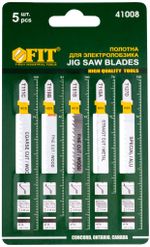 41008 Набор полотен для электролобзика 5 шт. (T111C; T119B; T101B; T118A; T127D) FIT