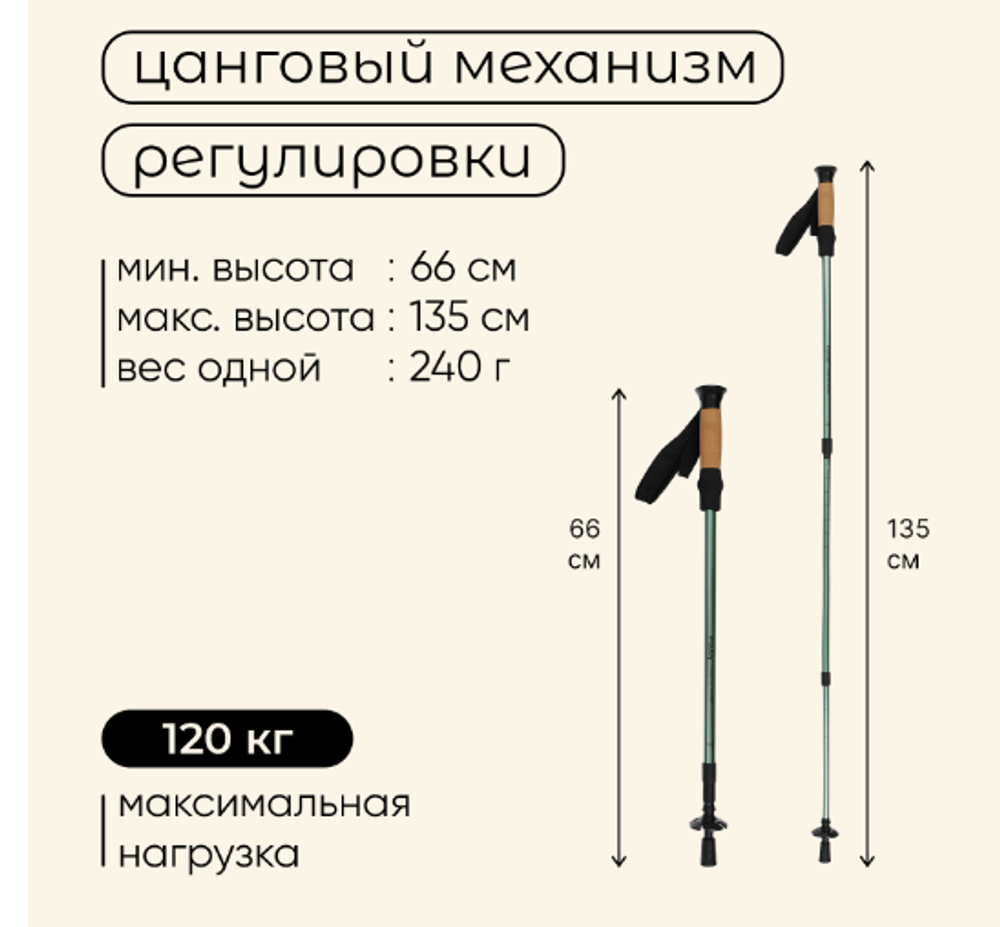 Палки трекинговые maclay Alu 100, телескопические, 2 шт. С чехлом